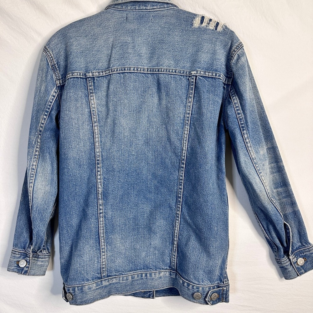 MADEWELL XXS Distressed Jean Jacket Medium Wash Denim C5791 Cotton Trucker - Picture 2 of 10